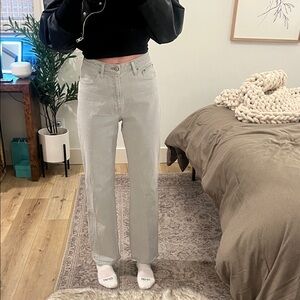 Abercrombie & Fitch Women's Light Gray Straight Leg Jeans